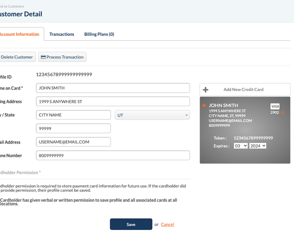 customer detail screen